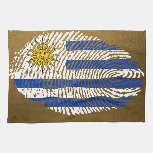 Uruguayan touch fingerprint flag tea towel (Horizontal)