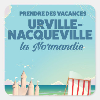 Urville-Nacqueville Normandy beach travel poster Square Sticker