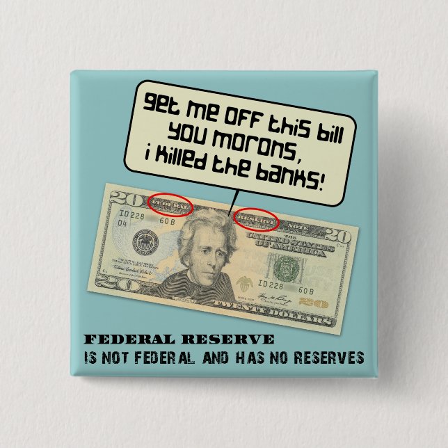 US 20 dollar bill Federal Reserve 15 Cm Square Badge (Front)