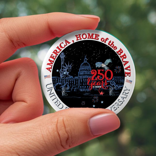 US 250 America Home of the Brave | Landmarks 10 Cm Round Badge (US 250 America Home of the Brave  Landmarks Button)