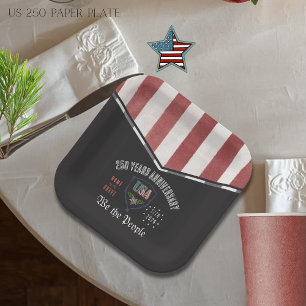 US 250 We the People Patriotic Anniversary Paper Plate