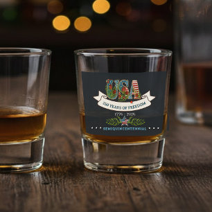 US 250 Years of Freedom Custom Background Colour Shot Glass