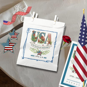 US 250 Years of Freedom Elegant Blue Border  Favour Bags