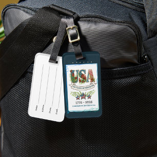 US 250 Years of Freedom Elegant Botanical Luggage Tag