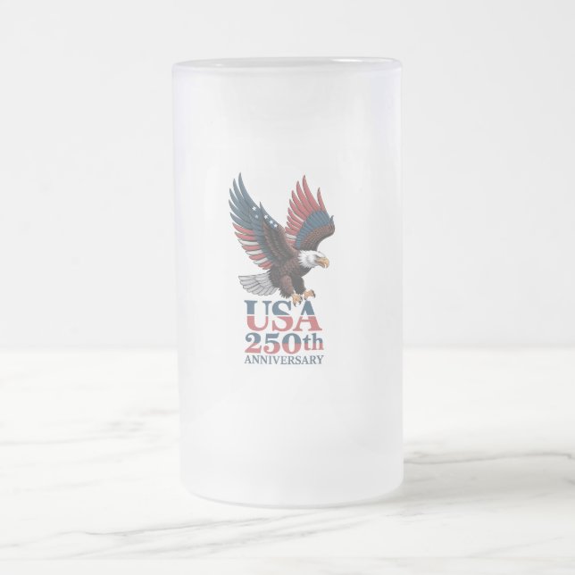 US 250th Anniversary  Frosted Glass Beer Mug (Center)