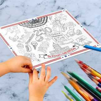 US 250th Anniversary Kids Color Me Patriot Party Notepad