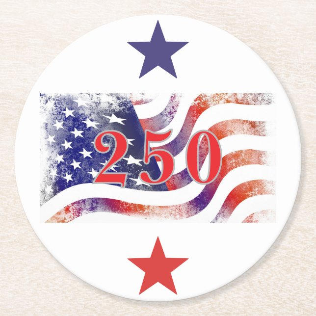 US 250th Anniversary Round Paper Coaster (Front)