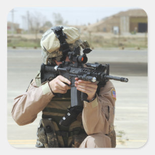 US Air Force Airman conducts security Square Sticker