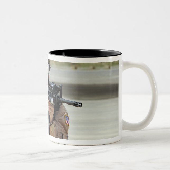 US Air Force Airman conducts security Two-Tone Coffee Mug (Right)