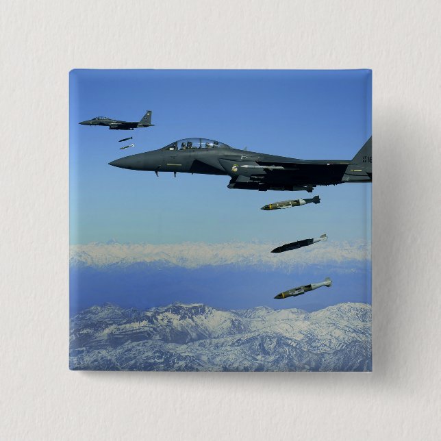 US Air Force F-15E Strike Eagle aircraft 15 Cm Square Badge (Front)