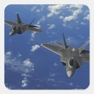US Air Force F-22 Raptors in flight near Guam Square Sticker