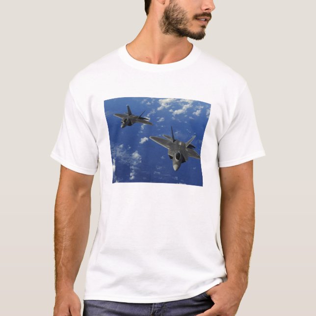 US Air Force F-22 Raptors in flight near Guam T-Shirt (Front)