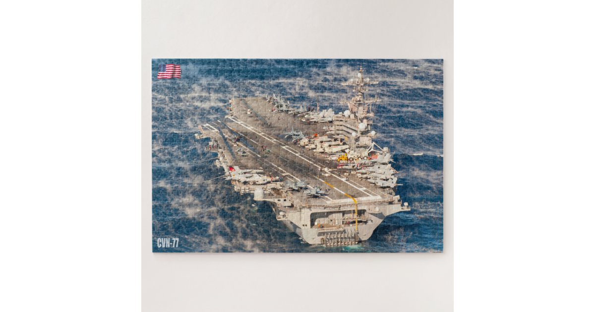 US AIRCRAFT CARRIER CVN 77 (20x30 INCH) Jigsaw Puzzle Zazzle