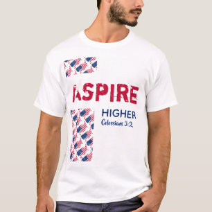 US AMERICA ASPIRE HIGHER Christian Scripture T-Shirt