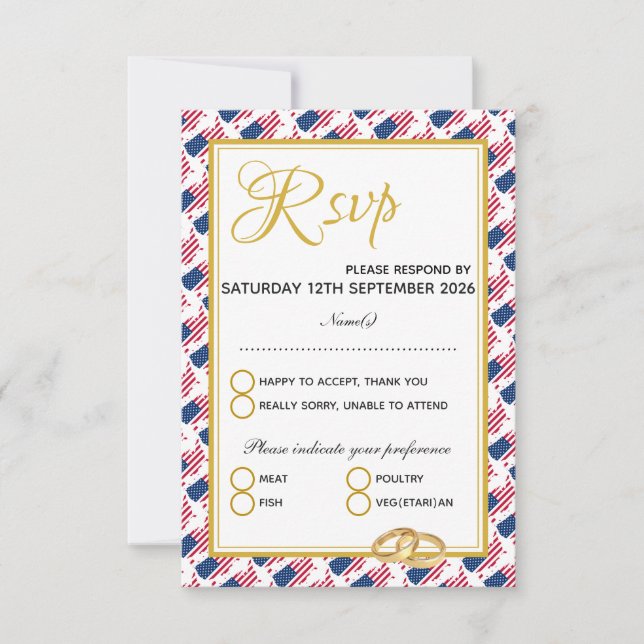 US AMERICA Christian Scripture Custom Wedding RSVP Card (Front)