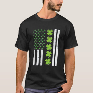 US America Flag Shamrock Clover St Patricks Day T-Shirt