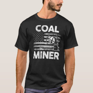 Us America Flag Underground Coal Mining Coal Miner T-Shirt