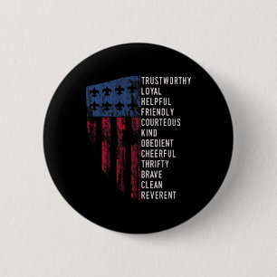 Us America Flag Vintage Scouting Law 6 Cm Round Badge