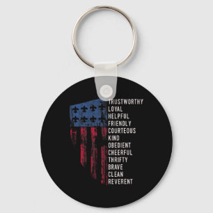 Us America Flag Vintage Scouting Law Key Ring