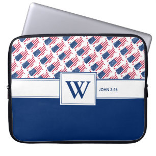 US AMERICA Monogram Christian Scripture Laptop Laptop Sleeve