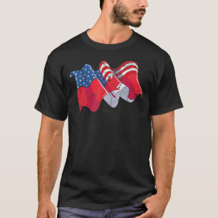 Us American Canadian Flag Maple Leaf America Canad T-Shirt