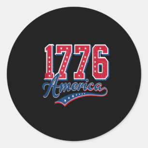 Us American Flag 4th Of July Est 1776 Patriotic Am Classic Round Sticker