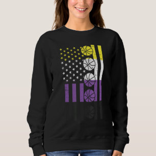 Us American Flag Basketball Nonbinary Enby Nb Prid Sweatshirt