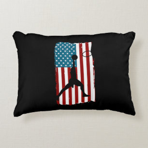US American Flag Basketball Patriotic Athlete Prin Decorative Cushion
