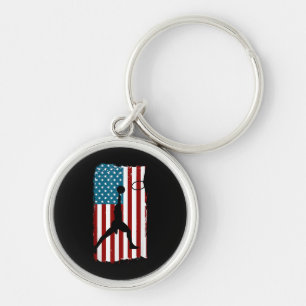 US American Flag Basketball Patriotic Athlete Prin Key Ring