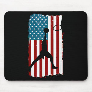 US American Flag Basketball Patriotic Athlete Prin Mouse Mat