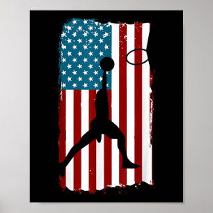 US American Flag Basketball Patriotic Athlete Prin Poster
