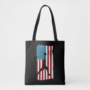 US American Flag Basketball Patriotic Athlete Prin Tote Bag