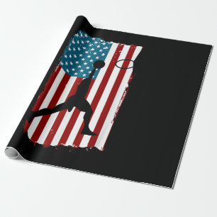 US American Flag Basketball Patriotic Athlete Prin Wrapping Paper