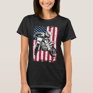 US American Flag Biker Dirt Bike Motorcycle Motocr T-Shirt