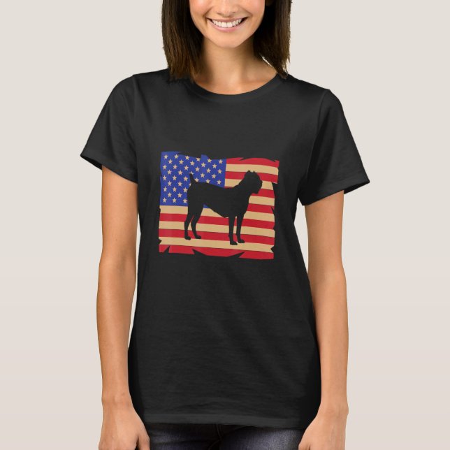 US American Flag Cane Corso Dog Italian Mastiff T-Shirt (Front)