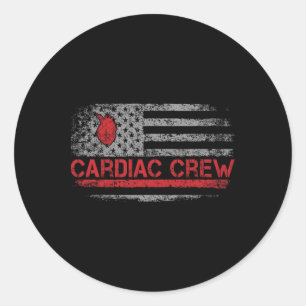 Us American Flag Cardiac Crew Cardiology Nurse Car Classic Round Sticker