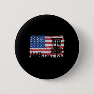 Us American Flag Disc Golf Basket Frisbee Vintage 6 Cm Round Badge