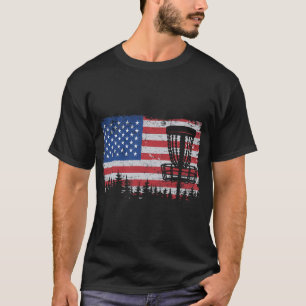 Us American Flag Disc Golf Sket Frisbee Vintage Di T-Shirt