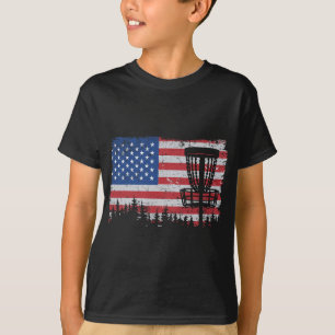 Us American Flag Disc Golf Sket Frisbee Vintage Di T-Shirt