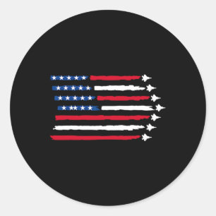 Us American Flag Fighter Jets Patriotic Usa 4th Of Classic Round Sticker