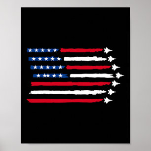 Us American Flag Fighter Jets Patriotic Usa 4th Of Poster