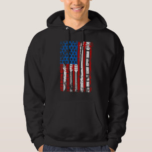 Us American Flag Guitar Musician Dad Distressed Fa Hoodie