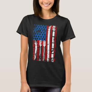 Us American Flag Guitar Musician Dad Distressed Fa T-Shirt
