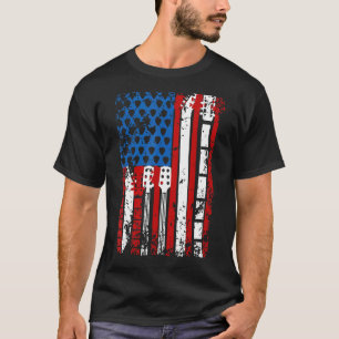 Us American Flag Guitar Musician Dad Distressed Fa T-Shirt
