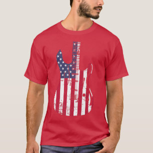 US American Flag Guitar Musicians Retro Grunge Men T-Shirt