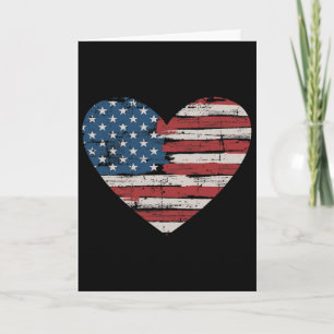 Us American Flag Heart For Independence Day On 4th Card