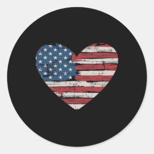 Us American Flag Heart For Independence Day On 4th Classic Round Sticker