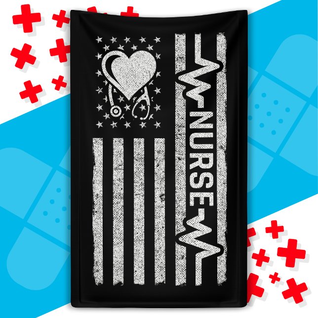 US American Flag Hero Heart Nurse Appreciation Banner (Creator Uploaded)