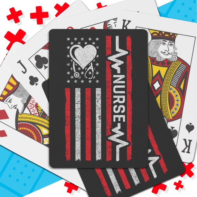 US American Flag Hero Heart Nurse Appreciation Playing Cards (Creator Uploaded)