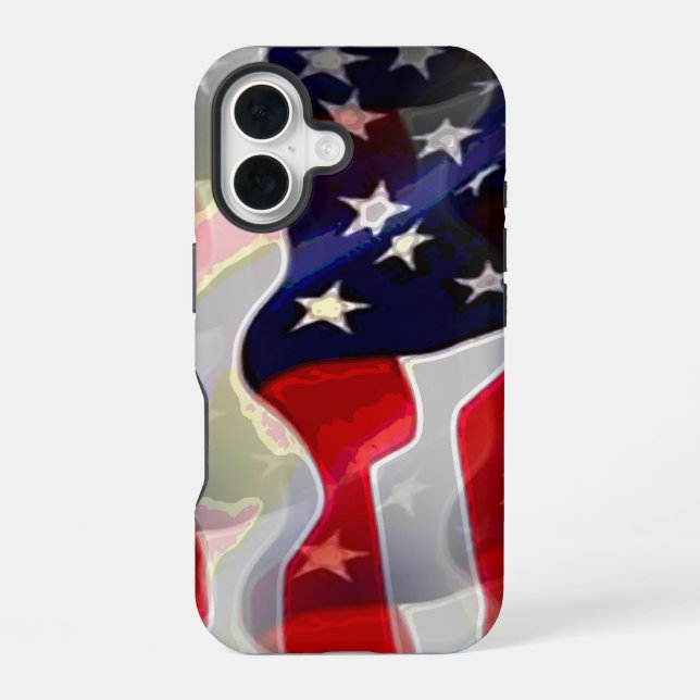 US American Flag iPhone 16 Case (Back)